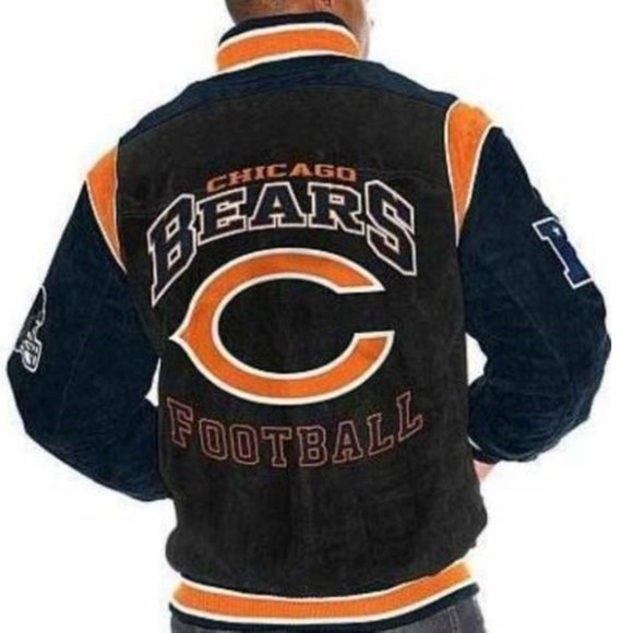 Mens Chicago Bears Varsity Jacket Small G-III NFL Fielders Football Leather - Picture 2 of 7